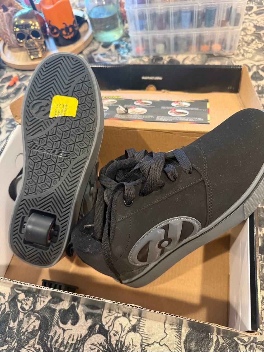 Heelys Black and Gray Lace-Up Skate Sneakers with Heel Wheel
